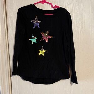 Cat & Jack Black Long Sleeve with Sequin Stars